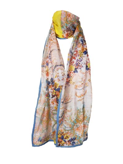 Katoenen sjaal met paisley- en floralprint