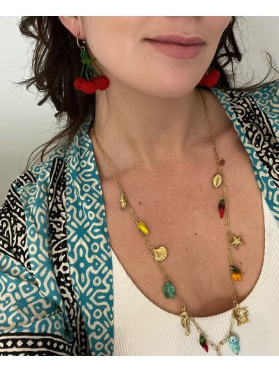Lange ketting met diverse bedels