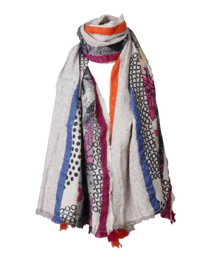 Wol-blend sjaal met patchwork print