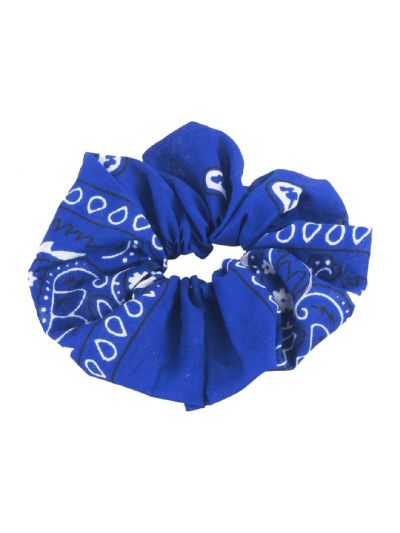 Kobaltblauwe boerenzakdoek scrunchie
