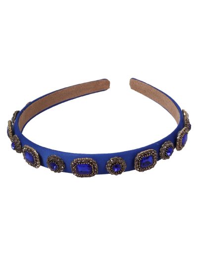 Kobaltblauwe diadeem met strass-steentjes