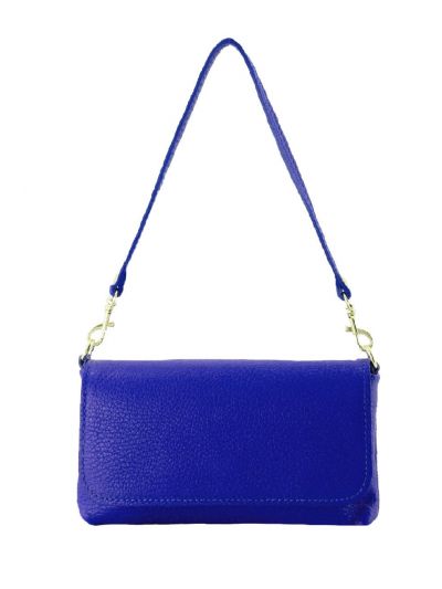 Lederen clutch in kobaltblauw