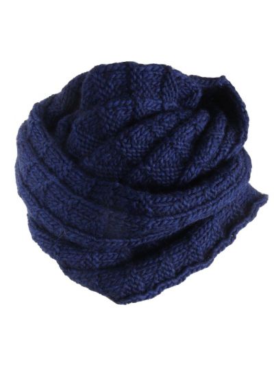Wol-alpaca blend colsjaal in kobaltblauw