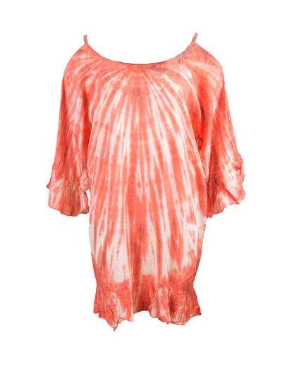 Cold-shoulder tuniek in koraalroze