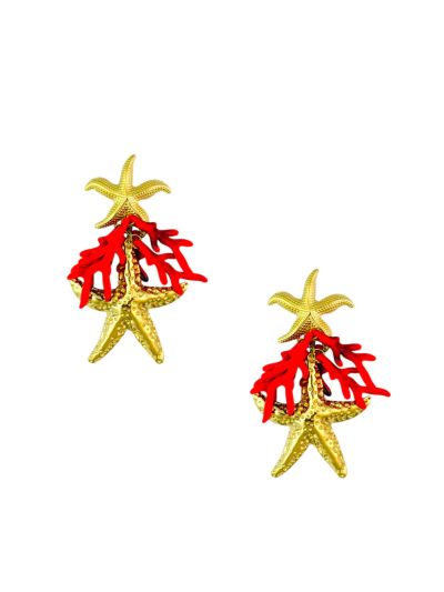 Oorbellen met koraal in rood