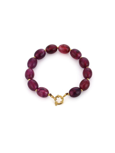 Kralenarmband met natuursteenlook en gouden details