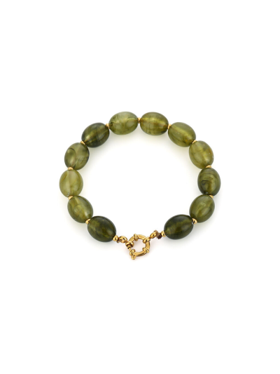 Kralenarmband met natuursteenlook en gouden details