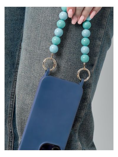 Kralen telefoonkoord in turquoise