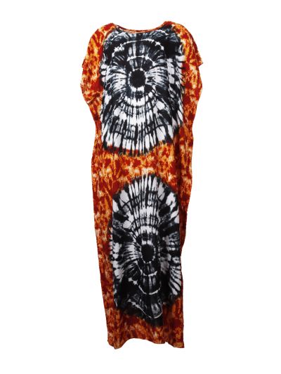 Koeldragende lange kaftan met batikprint 
