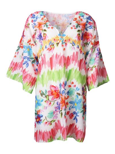 Lange tuniek met kleurrijke bloemenprint