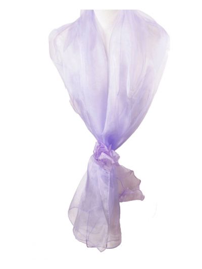 Lavendelkleurige organza stola met rozen-corsage