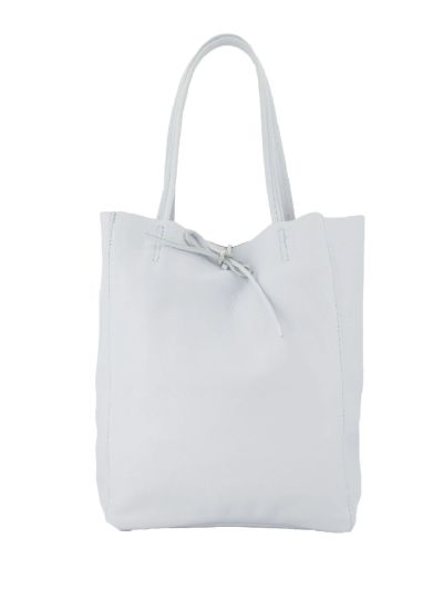 Lederen shopper in zachtblauw