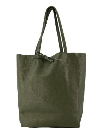 Lederen shopper in legergroen