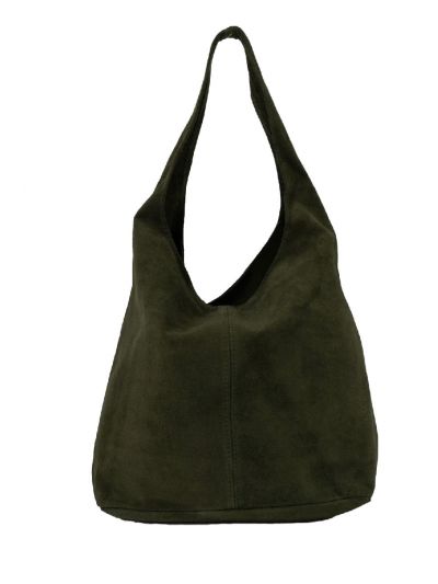 Legergroene suède shopper met rits