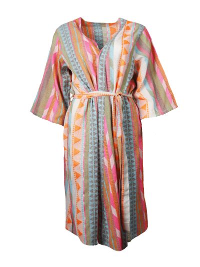Leila-kimono met geweven aztekenmotief