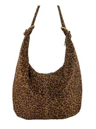 Suède shopper tas met luipaardprint