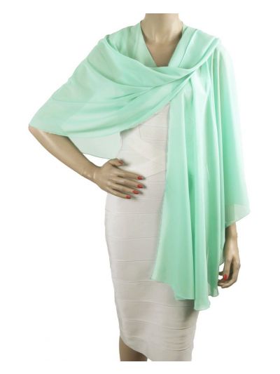 Soepelvallende mintgroene crêpe voile cape stola