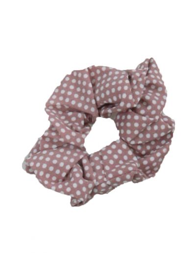 Scrunchie in oudroze met stippenprint