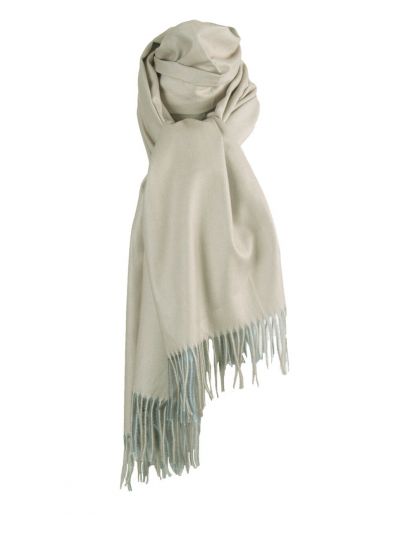 Kasjmier-blend sjaal in lichtbeige en lichtblauw