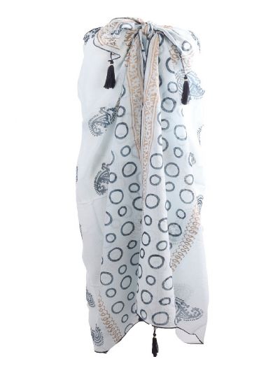Lichtblauwe sarong met diverse prints