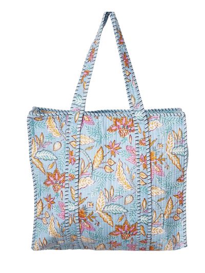 Gewatteerde shopper met geïllustreerde bloemenprint