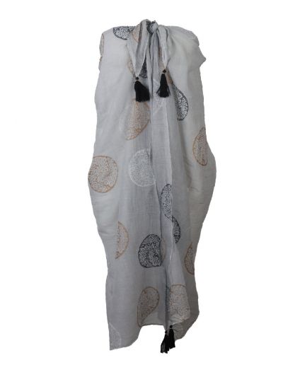 Lichtgrijze pareo met ornament print in goud