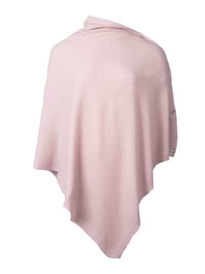 Licht-oudroze kasjmier-blend poncho met knopen