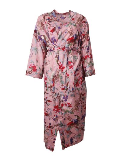 Kimono met bloemen- en vogelprint