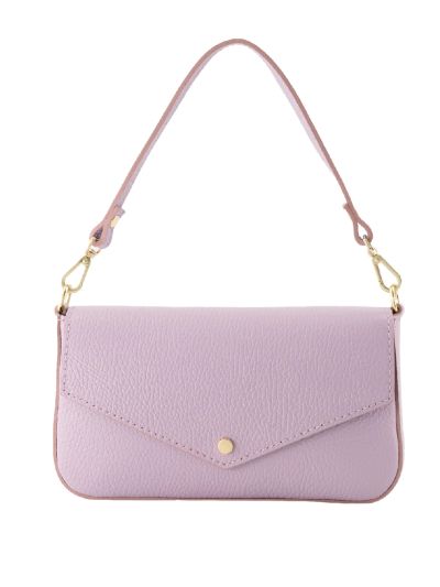 Leren envelop clutch in de kleur lila