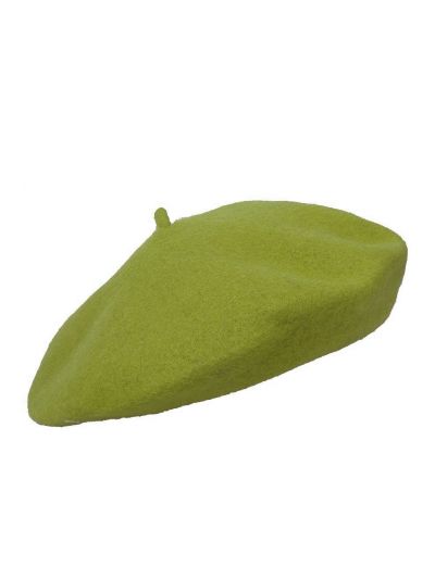 Wollen Franse baret in limegroen