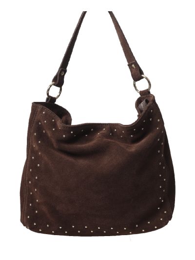 Lottie suède handtas met studs