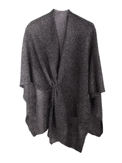 Zwart en zilveren lurex omslagdoek met lus