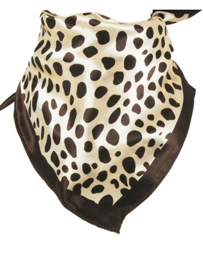 Ivoorkleurige halsdoek met bruin luipaard motief
