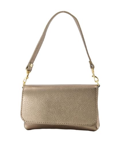 Metallic lederen clutch in brons