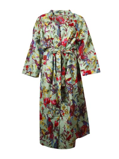 Kimono met bloemen- en vogelprint