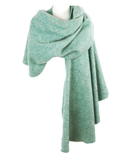 Mintgroene flausch wollen omslagdoek/cape