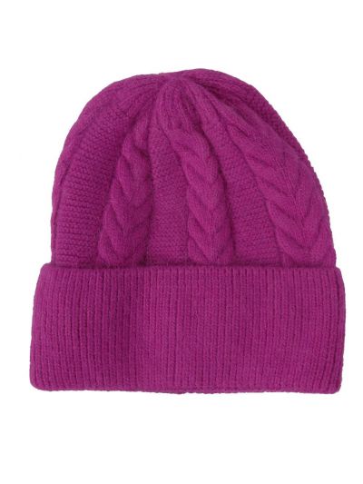 Gebreide muts in fuchsia