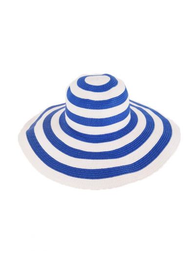 Gestreepte zonnehoed in blauw en wit