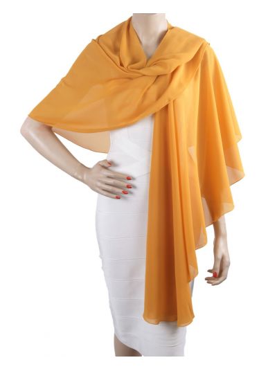 Soepelvallende cape stola in okergeel
