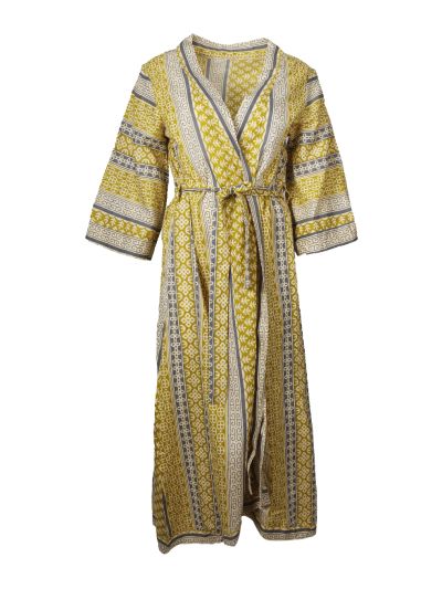 Cassie katoenen kimono in okergeel