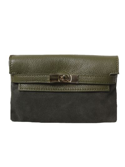 Jolie clutch in suède & leer 