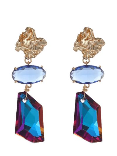 Statement stones oorbellen in kobaltblauw