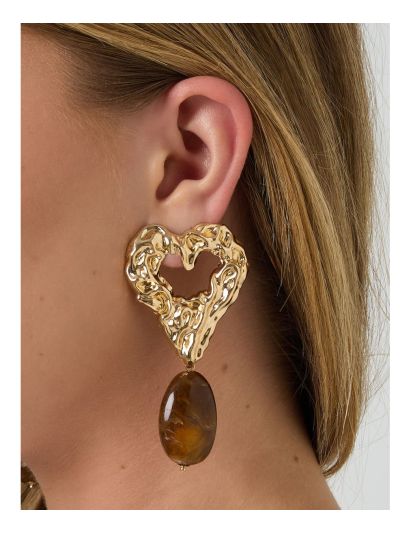 Oorbellen met hartje en steen