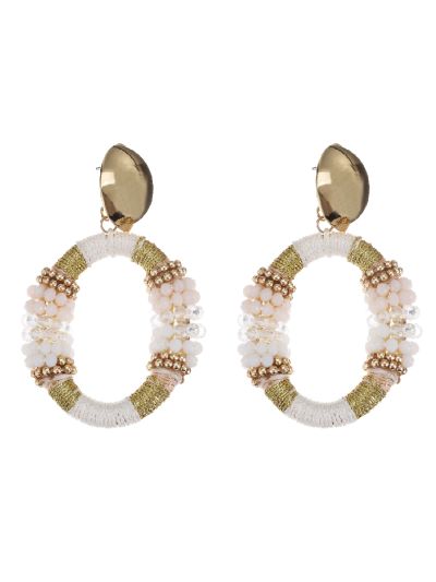 Statement oorbellen in goud-ecru