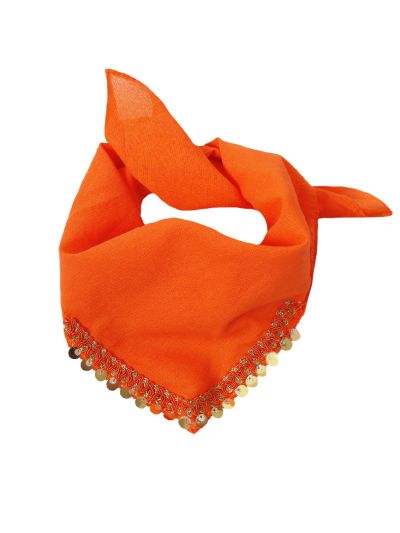Jessy – Oranje bandana met gouden pailletten