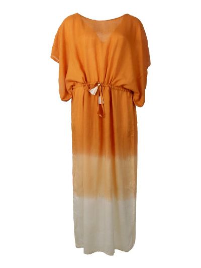 Lange kaftan in oranje met kleurverloop