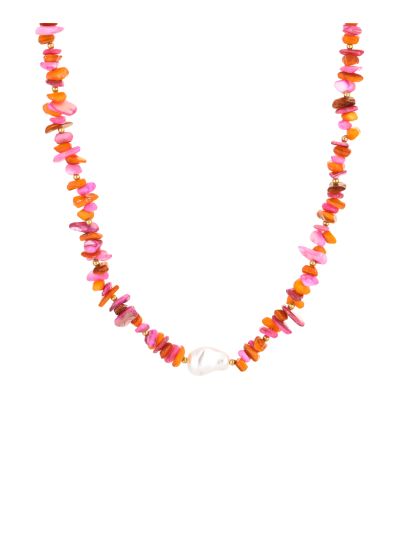 Kralenketting met koraalsteentjes 