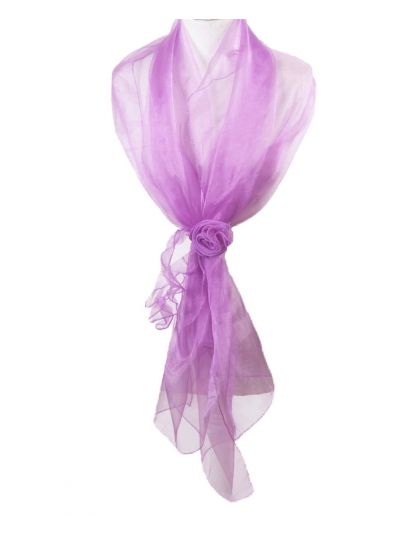 Orchidee-paarse organza stola met rozencorsage 