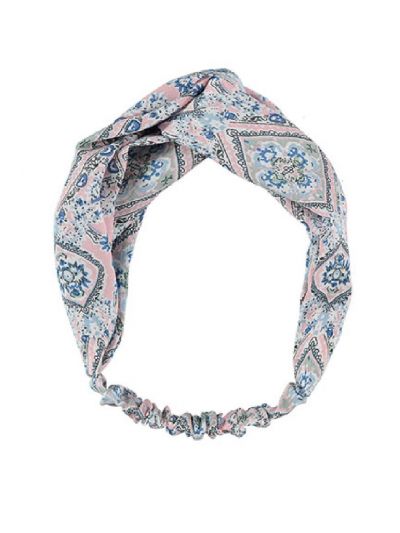 Lichtroze haarband met ornament print