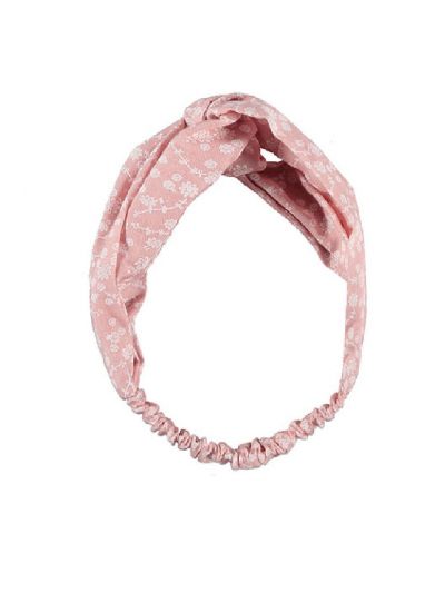 Oudroze haarband met bloemenprint